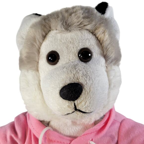 Colorado Plush Husky Dog 11" Pink Hoodie Stuffed Animal Toy Stuffie Plushie - Picture 3 of 12